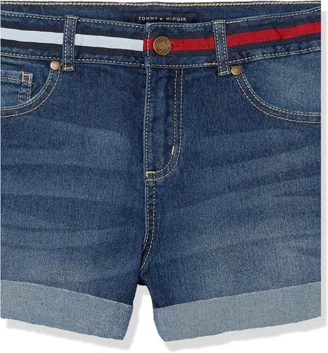 Miniatura 3 de Tommy Hilfiger Pantalones cortos de mezclilla elásticos de 5 bolsillos para niña
