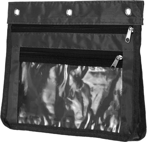 Miniatura 13 de PATIKIL Estuche expandible para lápices de 3 anillos, 1 paquete de tela Oxford de gran capacidad con cremallera, estuche para oficina y hogar