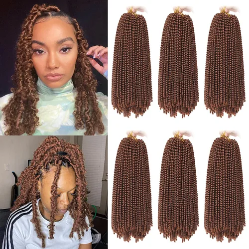 Miniatura 34 de Xtrend - Cabello trenzado de ganchillo con rizos de resorte, color rojo cobrizo, 12 pulgadas, para rizos de mariposa de imitación, extensiones