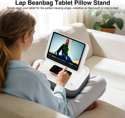 Miniatura 2 de elitehood Soporte de Almohada para iPad para Regazo, Soporte de Almohada para Tableta con Ángulo Ajustable, Soporte de Cojín Suave para Tableta