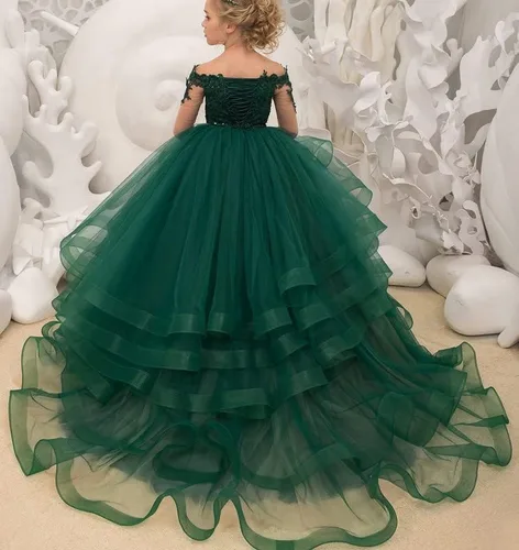Miniatura 3 de Vestidos de niña de flores para boda, de tul, vestido de princesa, vestido de baile, formal, de varias capas, vestido de primera comunión