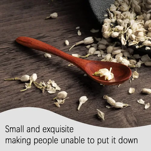 Miniatura 6 de 7 cucharas de madera pequeñas de 5.78 pulgadas para comer, miel, té, tarro y condimento, cucharadita de miel de madera para café, cucharas de madera