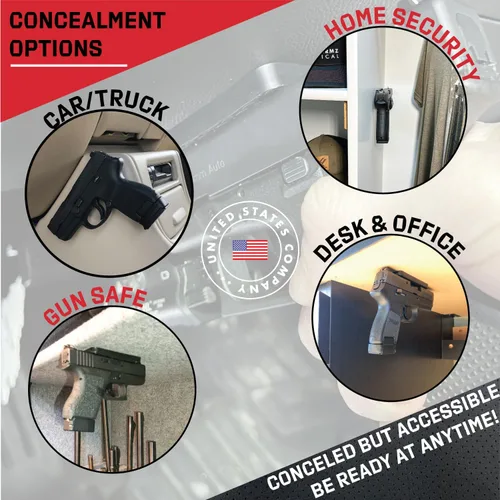 Miniatura 5 de Soporte magnético para pistola y funda para vehículo y hogar I recubierto de goma con respaldo adhesivo I 35 libras clasificado I accesorio de arma