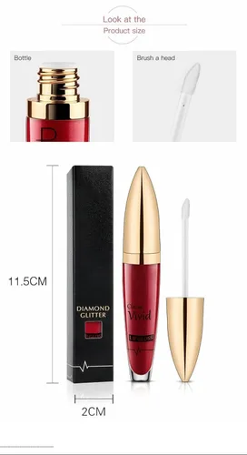 Miniatura 8 de Lápiz labial líquido brillante de diamantes para Halloween, brillo labial líquido con purpurina gótica, de alto pigmento brillante, resistente al #03