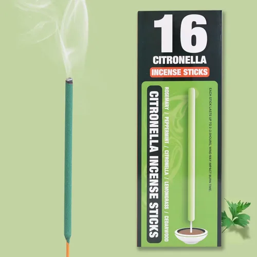 Miniatura 3 de Varillas de incienso de citronela para exterior - 2.5 horas de protección - 16 varillas por caja - Varillas de citronela para acampar, patio, etc