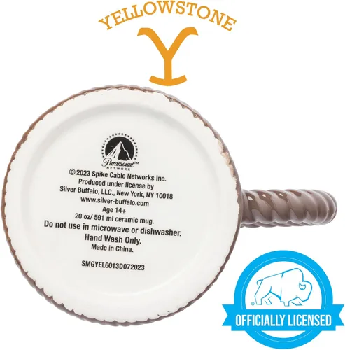 Miniatura 5 de Silver Buffalo Yellowstone Dutton Ranch Montana Rope - Taza de cerámica esculpida en 3D, 20 onzas Rancho Dutton de Yellowstone