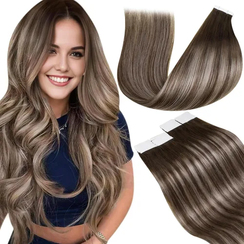 Miniatura 48 de LaaVoo - Extensiones de cabello humano Remy adhesivas con cinta invisible, cabello negro natural, extensiones de cabello para mujeres de color, 20