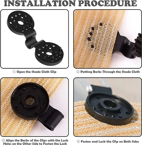 Miniatura 3 de 50 piezas de agarre de bloqueo de tela de sombra, clips de plástico de tela para sombra, agarre de abrazadera de toldo resistente al viento, clips
