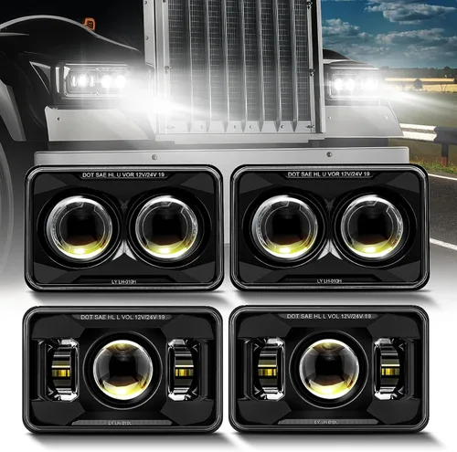 Faros delanteros LED homologados por DOT de 4 x 6 pulgadas, 1000% más brillantes, 120W, compatibles con Kenworth T800 T600, Peterbilt 379,