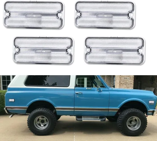 Miniatura 14 de Compatible con 1968 1969 1970 1971 1972 Chevy GMC Pickup Trucks Luces de Marcador Lateral del Parachoques Delantero/Trasero Completas Lámparas LED