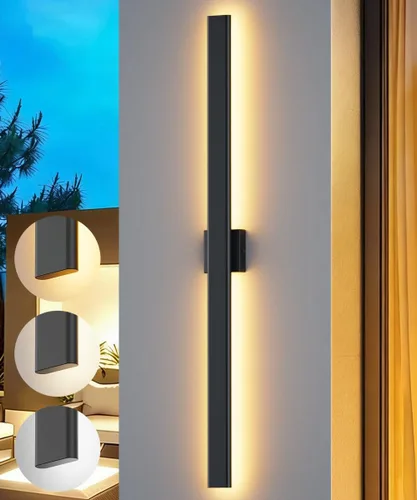 Miniatura 16 de Aipsun Aplique de pared negro para exteriores, 3000 K, 4000 K, 6000 K, 23.6 pulgadas, luz exterior moderna de 23.6 pulgadas, 1 paquete, luz de pared