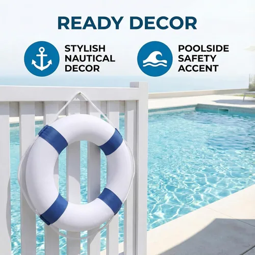 Miniatura 6 de 20 pulgadas / 19.7 in de seguridad para piscina, anillo de tiro de boya - Anillos de espuma de natación para decoración de pared de piscina Azul 20