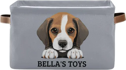 Miniatura 9 de Cesta de almacenamiento personalizada para perros con asas, nombre de mascota personalizado y foto, cajas de almacenamiento plegables para abrigos