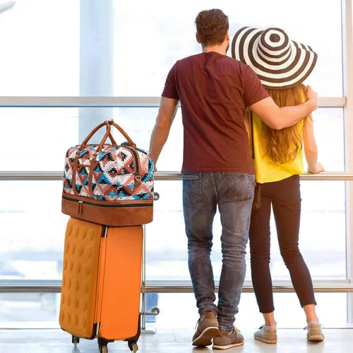 Miniatura 125 de IBFUN Bolsas de fin de semana para mujer, bolsa grande de lona para viaje, bolsa de viaje con compartimento para zapatos, 21 pulgadas, juego de 3