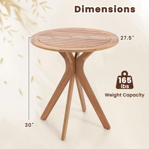 Miniatura 3 de Tangkula - Mesa bistró de madera de acacia de 27.5 pulgadas, mesa redonda de madera con base en X, mesa de bistró lateral de café para jardín, patio