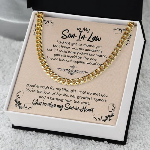 Miniatura 9 de Collar de cadena cubana para yerno, regalo para él, futuro hijo en la ley, regalo de cumpleaños en el día de la boda, regalo sentimental para hijo