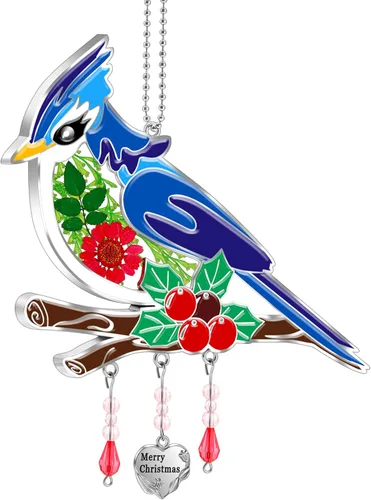 Miniatura 15 de KY&BOSAM Blue Bird - Campanillas de viento de cristal con dijes de metal, prismas de arco iris coloridos para decoración de jardín para mamá/abuela