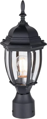 Miniatura 9 de LIT-PaTH Farol de poste de iluminación para exteriores, base mediana E26 máx. 60 W, carcasa de aluminio más vidrio, acabado blanco mate, paquete de 1