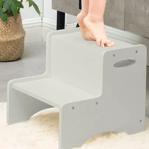 Miniatura 7 de WOOD CITY Taburete escalonado para niños, taburete escalonado de madera para niños pequeños con alfombrillas antideslizantes de seguridad y asas