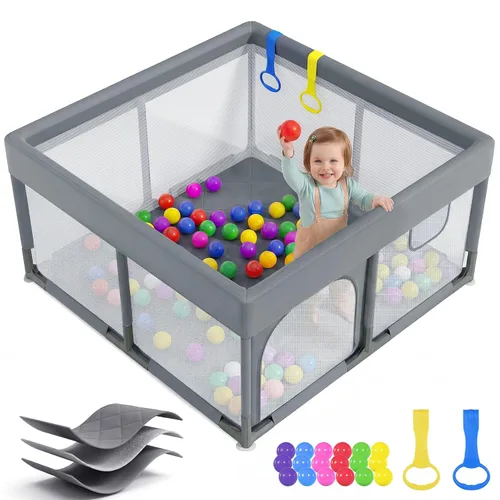 Miniatura 17 de Dripex Corralito para bebés, corralito pequeño de 47×47 pulgadas para bebés, corralito de juegos para bebés con mayor seguridad