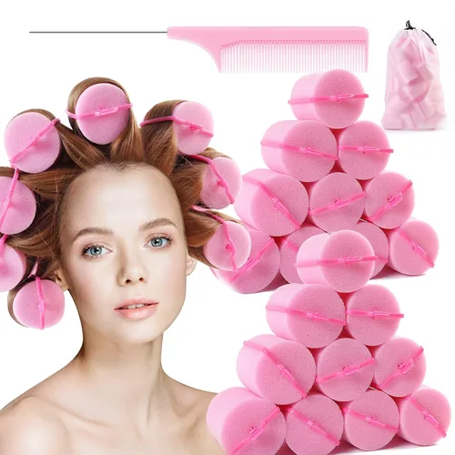 Rodillo de esponja de espuma jumbo para el cabello, rodillos suaves para dormir, peinado ondulado con curvas, herramientas de peinado para rizar, 24