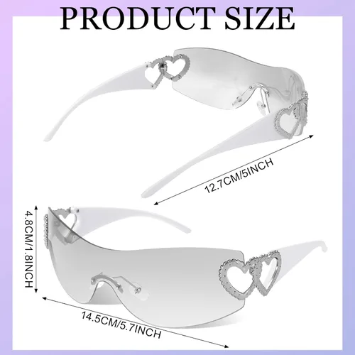 Miniatura 4 de 3 lentes de sol Y2K sin montura para mujeres y hombres, lentes Y2K de moda, con escudo envolvente, de gran tamaño, a la moda, sin marco, UV400