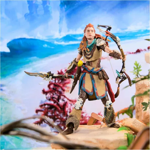 Miniatura 3 de PlayStation Horizon Forbidden West, Figura de acción Aloy Deluxe de 6 pulgadas con 15 accesorios, The Shapes Collection, para fanáticos