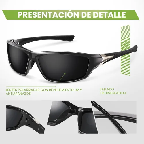 Miniatura 4 de Paquete de 3 lentes de sol deportivos polarizados para hombres, gafas de sol masculinas envolventes con protección UV para ciclismo, pesca