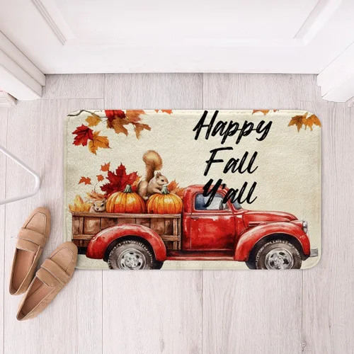 Miniatura 35 de Erosebridal Thanksgiving Turkey Bathroom Rugs - Fall Leaves Pumpkin Bath Mat for Kids Adults, Vintage Autumn Harvest Door Mat 16 x 24 Inch Rustic