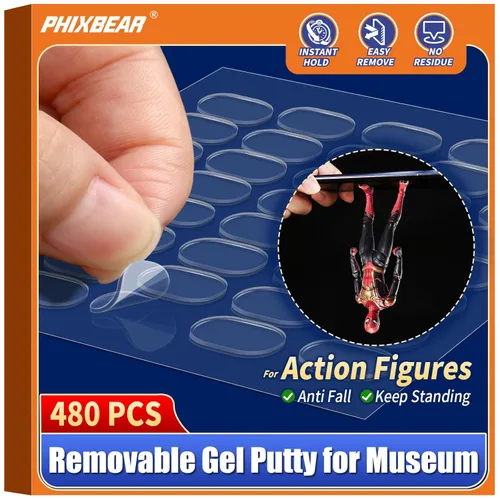 Miniatura 8 de PHIXBEAR 320 piezas de masilla adhesiva de gel removible para figuras de acción de museo, puntos adhesivos de masilla antisísmica transparente