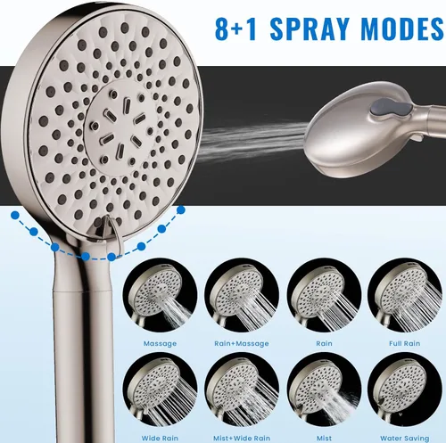 Miniatura 4 de Ryamen Cabezal de ducha filtrado con mano, 9 modos de pulverización de alta presión, cabezal de ducha desmontable con filtro para agua dura, elimina