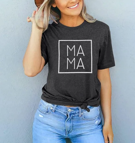 Miniatura 4 de Camiseta de manga corta con estampado de letras de mamá para mujer, camisetas gráficas casuales para el día de la madre, regalo