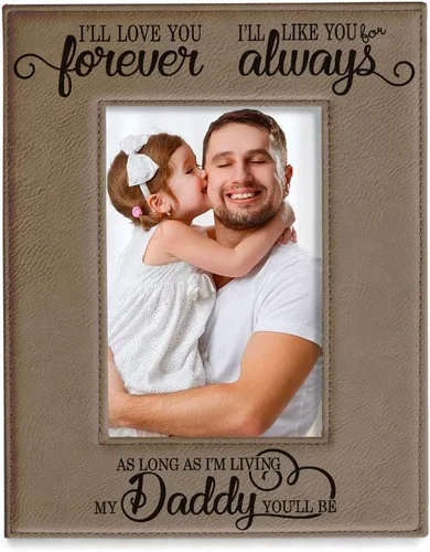Miniatura 10 de KATE POSH I'll Love You Forever, I'll Like You for Always, as Long as I'm Living My Daddy You'll be. Marco de fotos de cuero bronceado grabado, papá