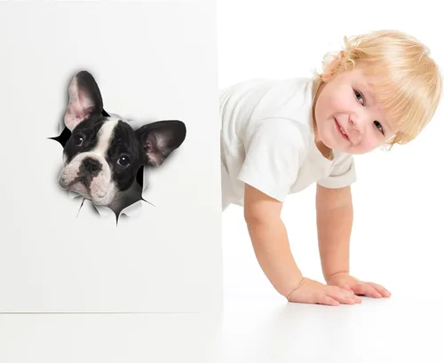 Miniatura 3 de Winston & Bear Calcomanías 3D para perros, paquete de 2 unidades, calcomanías de bulldog francés blanco y negro para pared, nevera, inodoro y más
