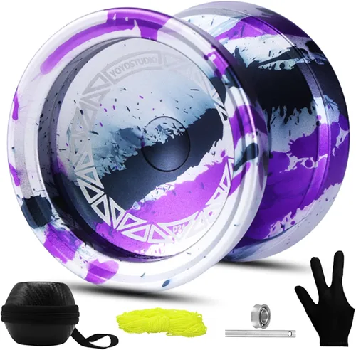 Miniatura 9 de YOYOSTUDIO D24 Yoyo profesional – Yoyo de metal sensible y no responde para trucos de giro de dedos, kit completo de accesorios con kit