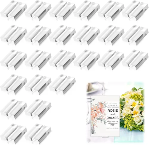 25 tarjeteros acrílicos, soportes para tarjetas de nombre de 1.2 pulgadas, soportes transparentes para números de mesa, letreros de boda, soportes