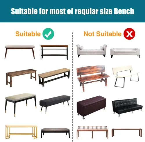 Miniatura 5 de Tookie Funda de cuero sintético suave y elástica para banco de comedor, impermeable, elástica, extraíble, para cocina, comedor, protector de asiento