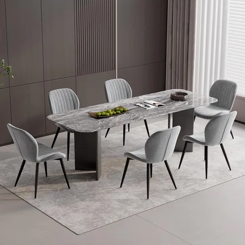 Miniatura 13 de Juego de 2 sillas de comedor de tela moderna, sillas de comedor tapizadas con cojines gruesos, patas de metal, sillas de respaldo sin brazos