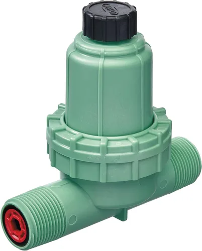 Orbit 67798 Filtro regulador de presión de riego por goteo de 30 PSI Sistema MPT 3 en 1 con adaptador de bloqueo por goteo