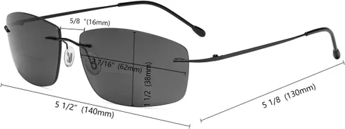 Miniatura 3 de Eyekepper Lentes de sol bifocales sin marco, para mujeres y hombres, ligeros, sin marco, para leer bajo el sol Lente Gunmetal/Gris