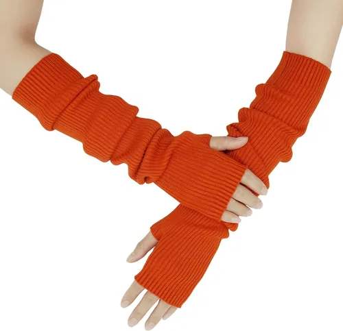 Miniatura 9 de Guantes cálidos de cachemira de brazo largo para mujer, guantes de invierno acogedores sin dedos, calentadores de brazos suaves, gran regalo
