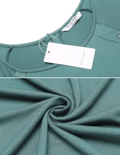 Miniatura 5 de Ekouaer - Camisón con botones y manga corta para mujer, vestido para lactancia, parto, hospital y maternidad, tallas S-XXL
