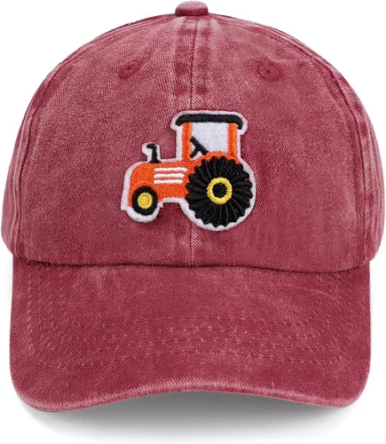 Gorras de béisbol de tractor de granja para niños y niñas, sombrero vintage lavado, ajustable, divertido sombrero para papá para niños pequeños de 3