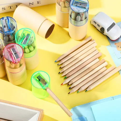 Miniatura 4 de Fulmoon Paquete de 100 mini lápices de colores con sacapuntas, recuerdos de fiesta de aula a granel, juegos de crayones portátiles para dibujar