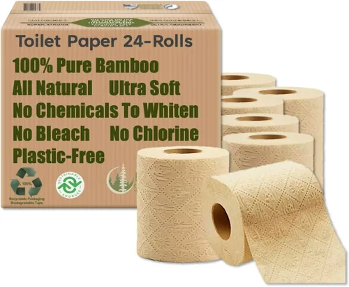 Miniatura 10 de Toallas de papel 100% de bambú, sin árboles, sin químicos, sin pelusas, duraderas, absorbentes, tamaño seleccionable de 2 capas, 90 hojas por rollo.