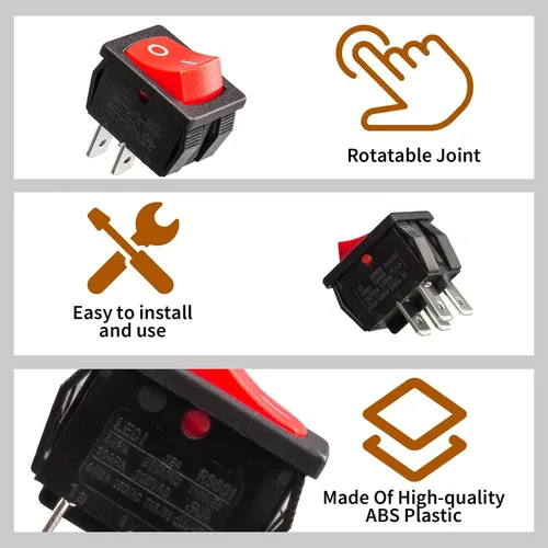 Miniatura 3 de Interruptor basculante de 8 amperios de 4 pines para aspiradora de tienda húmeda y seca, interruptor de encendido y apagado para aspiradora