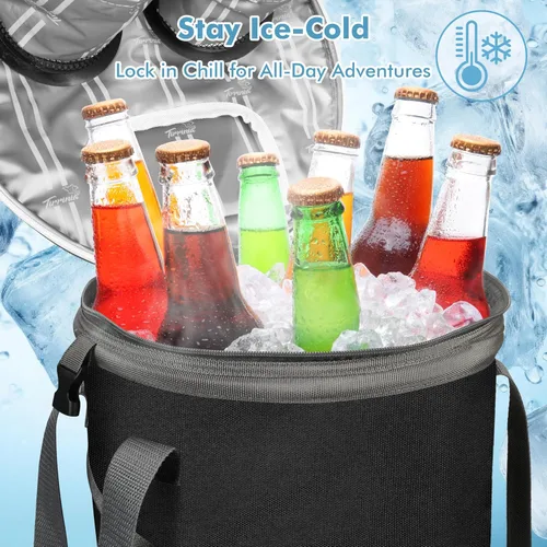 Miniatura 4 de Bolsa enfriadora plegable desplegable y baúl de hielo, aislada, ligera con interior impermeable y portavasos integrado, enfriador portátil a prueba