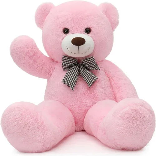 Miniatura 2 de Giant Brown Teddy Bear, 47 Inch Big Stuffed Animal, Soft Plush Material, Classic Style with Checkered Bow, for Cuddling