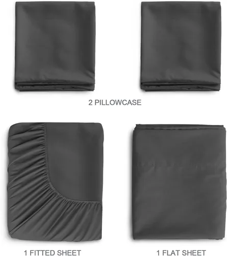 Miniatura 5 de SPRINGSPIRIT Sábanas Queen para autocaravana, sábanas cortas súper suaves para caravana, juego de sábanas de 4 piezas con bolsillos profundos, Negro