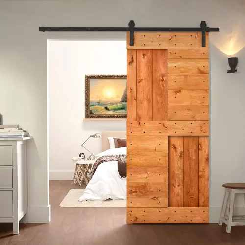 Miniatura 52 de TMS Serie N - Puerta corrediza interior de madera de pino anudada con kit de herrajes deslizantes (32 x 84 pulgadas, blanco)